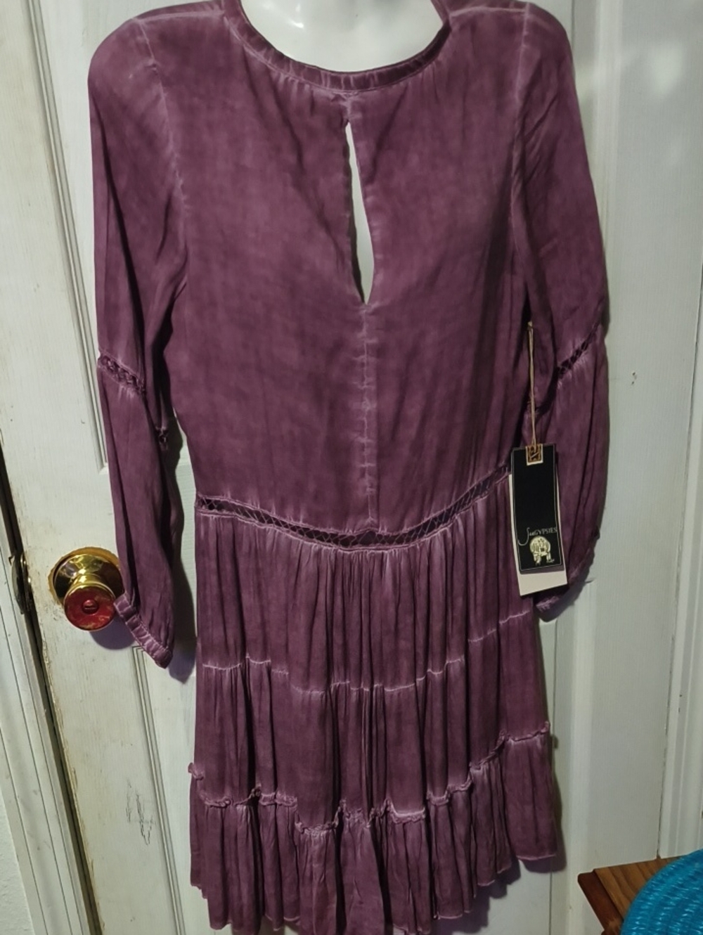 Lost Purple Long-Sleeve Tiered Keyhole Dress by Unknown Brand